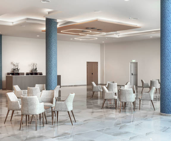 Ilis Congress Center Peloponnese Greece exhibitions lobby with tables and chairs