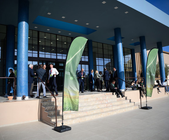 Ilis Congress Center Peloponnese Greece entrance filled with attendants of the Epi Gis event